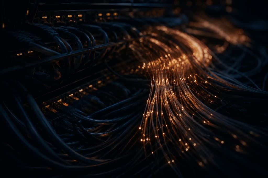 Illuminated fiber optic cables in a dark data center